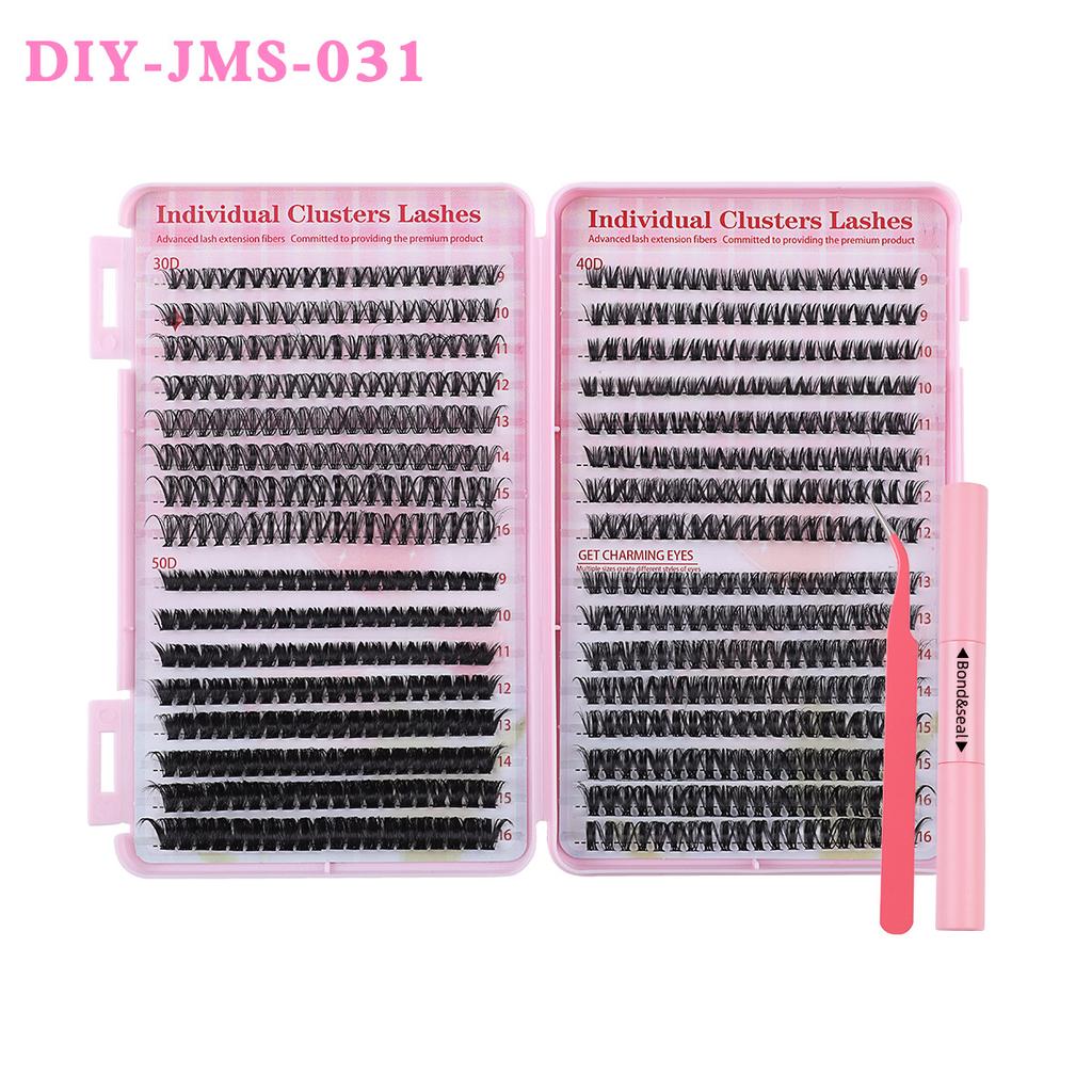 640 Tufts DIY Single Tufts of Hair 9-16mm Natural Dense D Song Segmented False Eyelash Extension Set