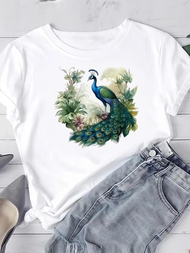 (Азиатский размер) акварельный цветок милый футболка с коротким рукавом одежда футболка женщина женщины мода топ принт женский графический футболки