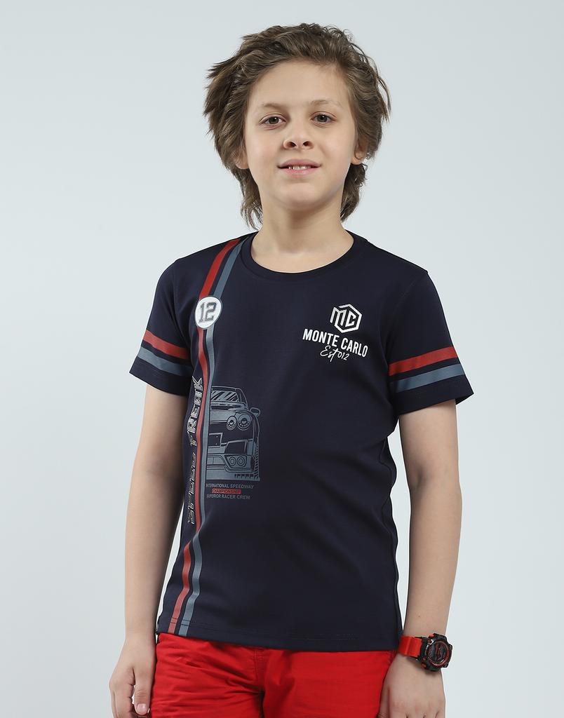 MONTE CARLO Boy's Regular Fit Printed Half Sleeve T-Shirt