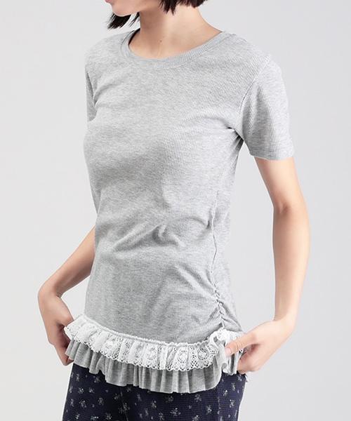 WHEN YOU MOVE Asymmetrical Shirred Frill Lace T-Shirt (3 Colors)