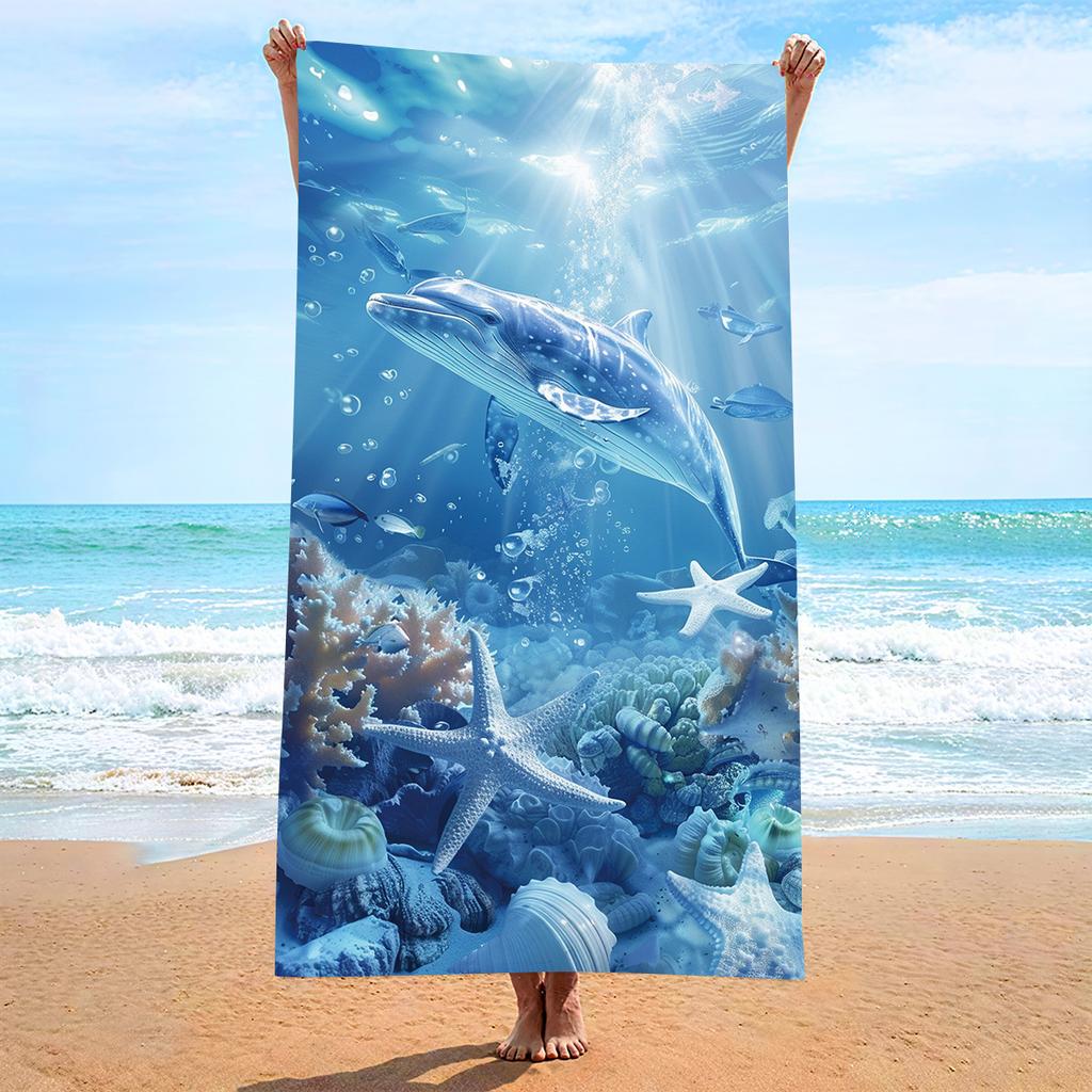 New, Double-sided Velvet Beach Towel Quick-drying Sports Towel Printed Bath Towel