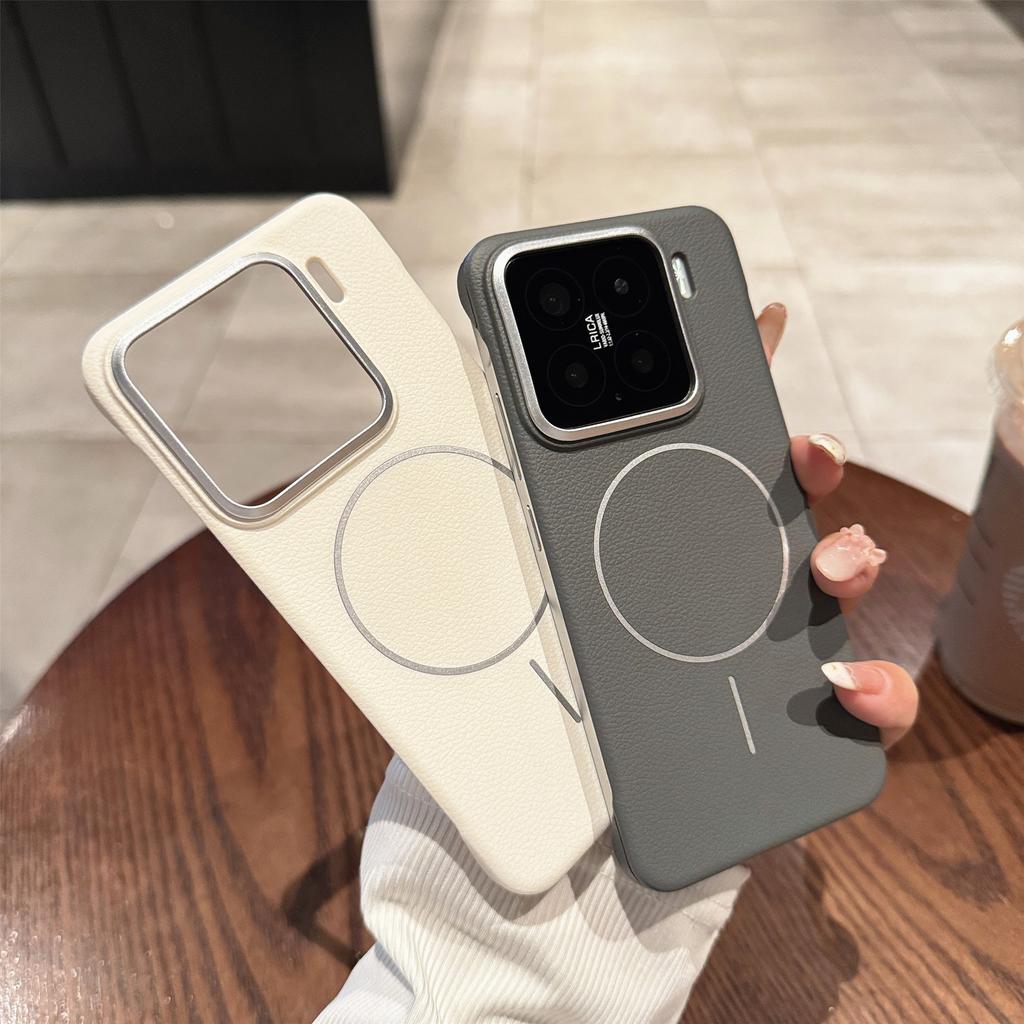 Безрамочный чехол для телефона Xiaomi Xiaomi15Pro с кожаным узором и тонким кольцом, магнитная застежка, защитный чехол для Xiaomi15