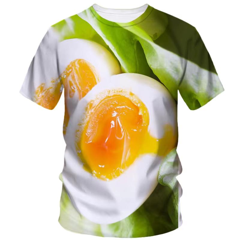 Funny Egg Pattern T-shirts 3D Printing Food Short Sleeve Round Neck Cool Design Men's T-shirts
