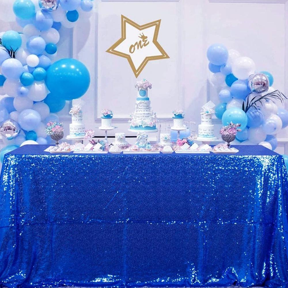 Rectangular Party Sequin Tablecloth Solid Color Table Decoration Dinner Table Cover Baby Shower