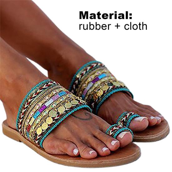 Обувь Сандалии Шикарный этнический богемный трикотажный верх Вьетнамки с зажимом на носке