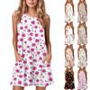 Women's Summer Casual Round Neck Printed Dress Sleeveless Dress With Pockets