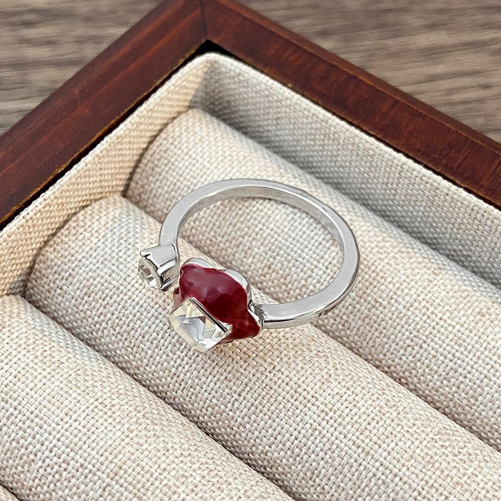 Trendy Temperament Enamel Lotus Leaf Fritillaria Colored Zircon Open Stackable Ring for Women Stainless Steel Designer Jewelry
