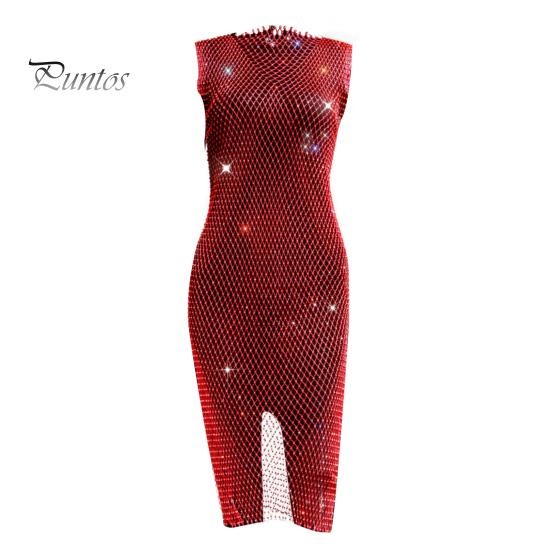 Блестящее ажурное платье со стразами, женское сексуальное пляжное платье с разрезом по бокам, без рукавов, блестки, юбка-бикини для вечеринки