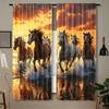 Комплект из 2 шт. элегантных штор из полиэстера с принтом лошади для спальни и гостиной, дизайн с карманами на штанге, легко подвешивается, можно стирать в стиральной машине