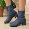 Fashion Brand Shoes Female 2024 High Quality Women's Square Heel Boots Retro Versatile Ladies Commuting Office Shoes Botas De Mujer