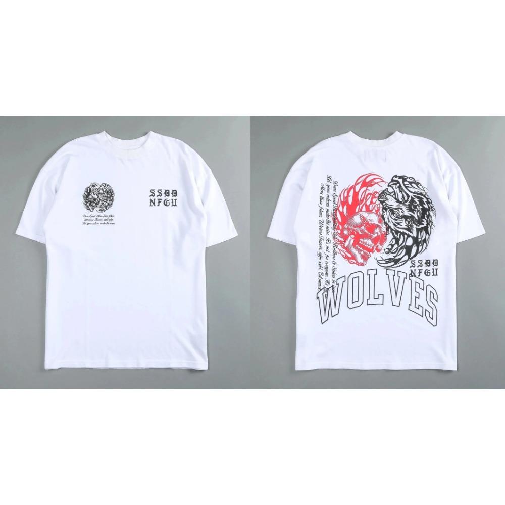 Darc Wolf Head Смешной принт Тренировка Тренажерный зал Фитнес 100% хлопок Мужская футболка с коротким рукавом Повседневная футболка Модные спортивные свободные топы Y2k