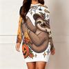Womens Plus Size Long Sleeve Bodycon Dress Slim Fit Elegant Midi Party Casual Dress