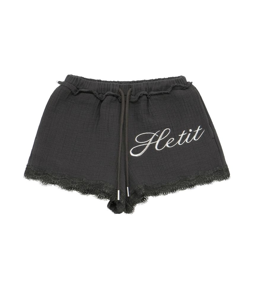HETIT Cotton Quilted Lace Shorts (Charcoal)