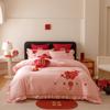 New Chinese wedding four-piece wedding big red embroidered bed sheet quilt cover woman dowry nine-piece set