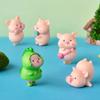 7 шт. Маленькие фигурки животных ПВХ Поделки Милый поросенок Микро-ландшафт Бонсай Суккулент Сумочка Арбуз Декоративные украшения