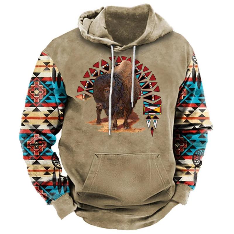 Зимняя мужская толстовка с капюшоном Harajuku Ethnic Wind Graphics Retro Clothes Pullover Shirt Casual Street Loose Casual Hoodie