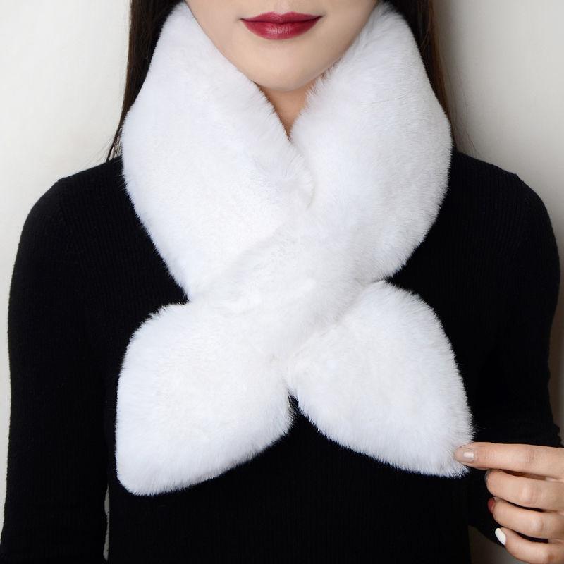 Winter Thick Scarf Women's Warm Imitation Otter Rabbit Fur Bib