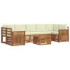 Outdoor Sofa Set 8 pcs Natural & Cream Solid Acacia Wood