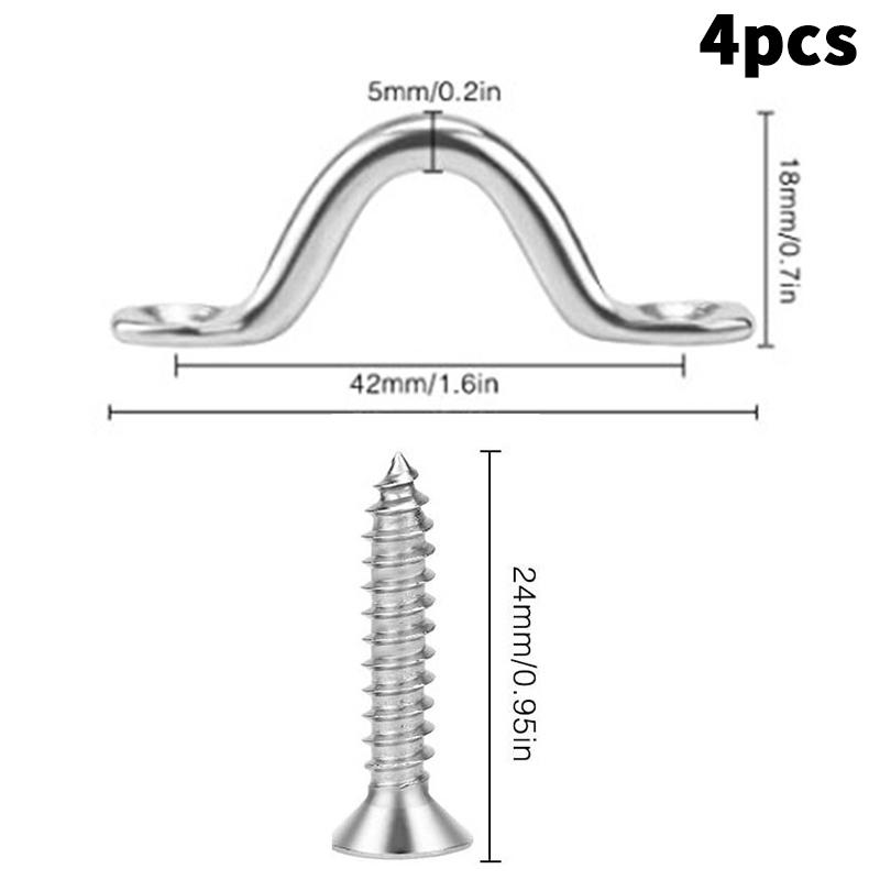 4Pcs Handle 4/5/6Mm 316 Stainless Steel Wire Eye Strap Boat Marine Tie Down Fender Hook Canopy Engines Accessories