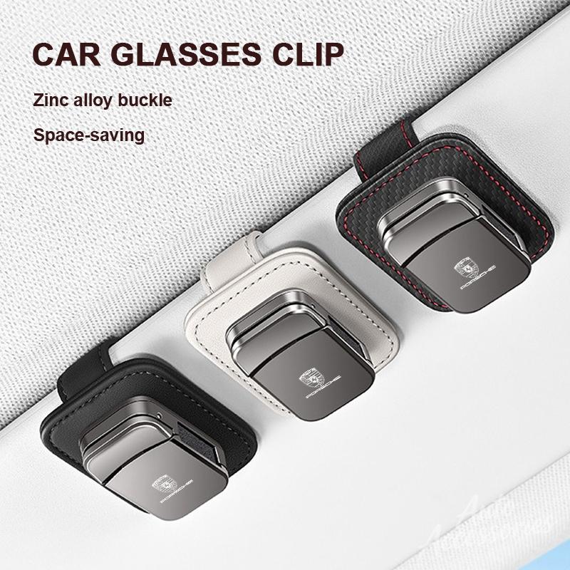 snprg4 Metal Car Sun Visor Glasses Clip For Porsche Macan Panamera Cayenne Cayman 911 918 Sunglasses Holder Universal Eyeglasses Clip