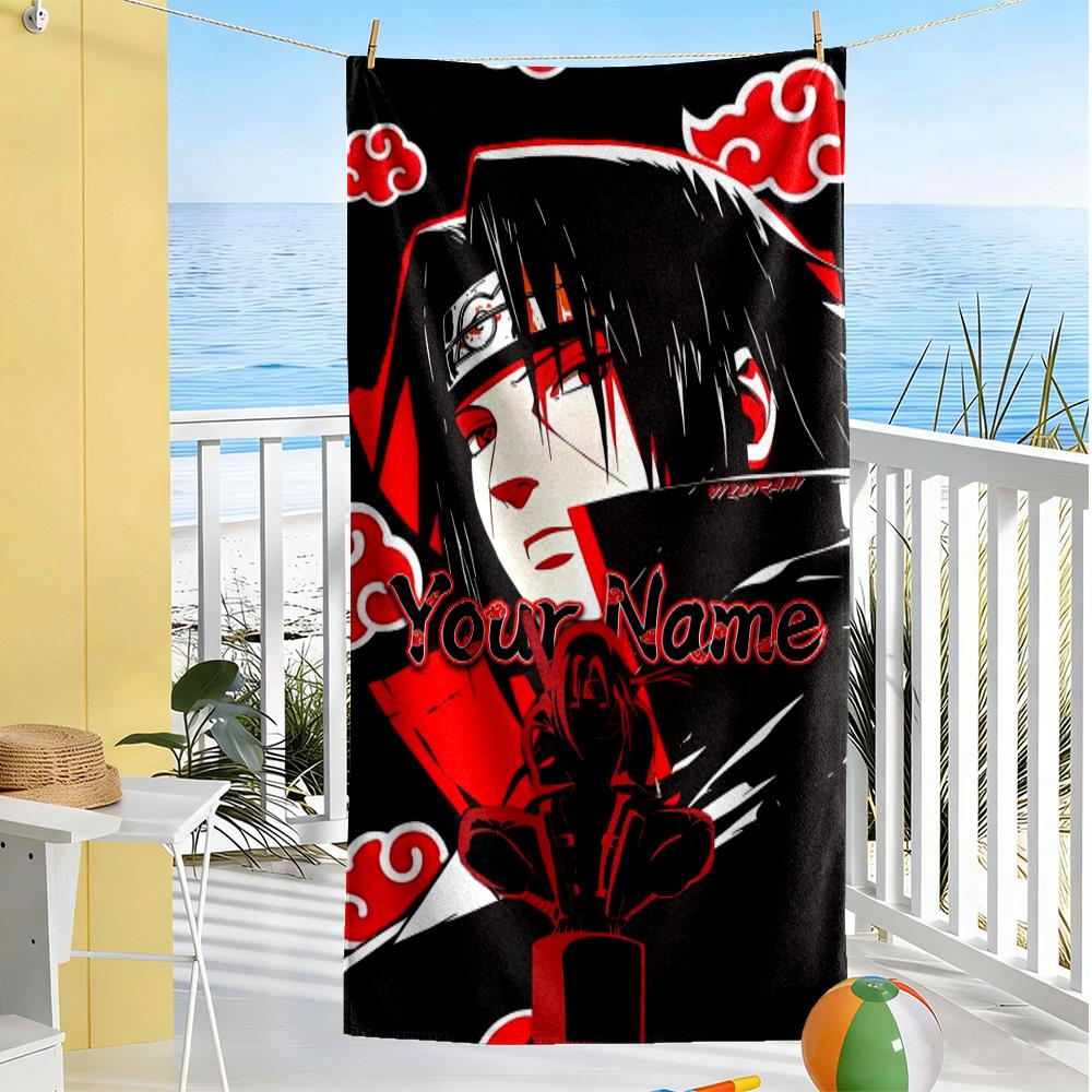 Naruto Character Customized Name Beach Towel High Absorbency & Quick-Dry Suitable for Sports Travel Swimming Yoga Bathroom Beach And Pool