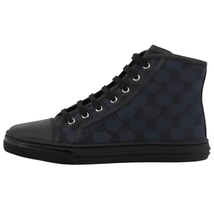 Gucci MONOGRAM Холст Стильные Высокие Кеды для Скейтбординга Женские Черные 426186 KQWM0 1948