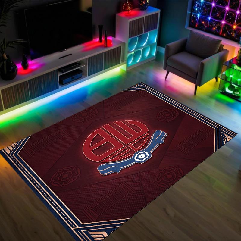 Bolton Wanderers FC Design Crystal Velvet Carpet Cozy Non?Slip Printed Rug For Bedroom Living Room Entrance