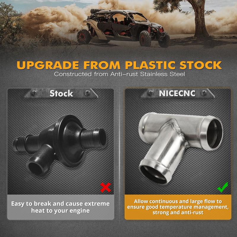 NICECNC Stainless Steel Thermostat Delete Kit Cooler For Can-Am Maverick X3 Max R 4x4 XDS XMR XRC XRS Turbo DPS UTV Accessories