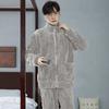 Men's Thicken Warm Pajamas Sets Flannel 2 Piece Sets Sleepwear Male Autumn Winter Home Suit Soft Nightwear Pijama Loungewer
