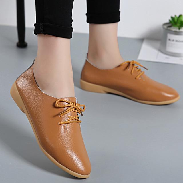 Genuine Leather Summer Loafers Women Casual Shoes Moccasins Soft Pointed Toe Ladies Footwear Women Flats Shoes Female