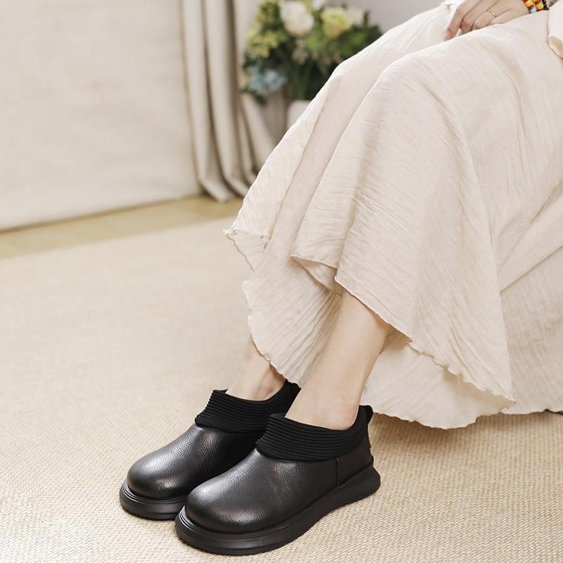 Johnature Женские туфли на плоской подошве из натуральной кожи в стиле ретро, ​​однотонные лоферы без шнуровки на мягкой подошве с круглым носком