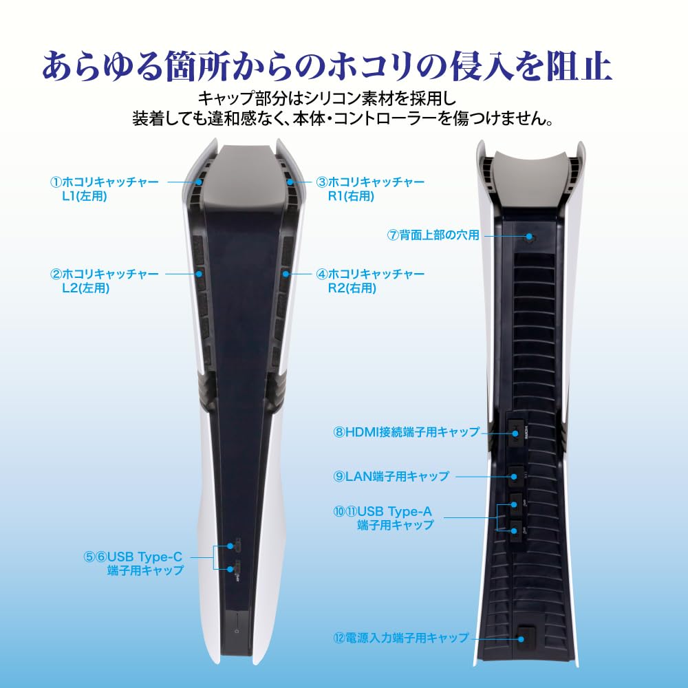 Answer Dust Catcher for PS5Pro (CFI-7000) [Dust Intrusion Prevention/USB Cap/Controller Cap/Uniform Design] ANS-PSV045BK