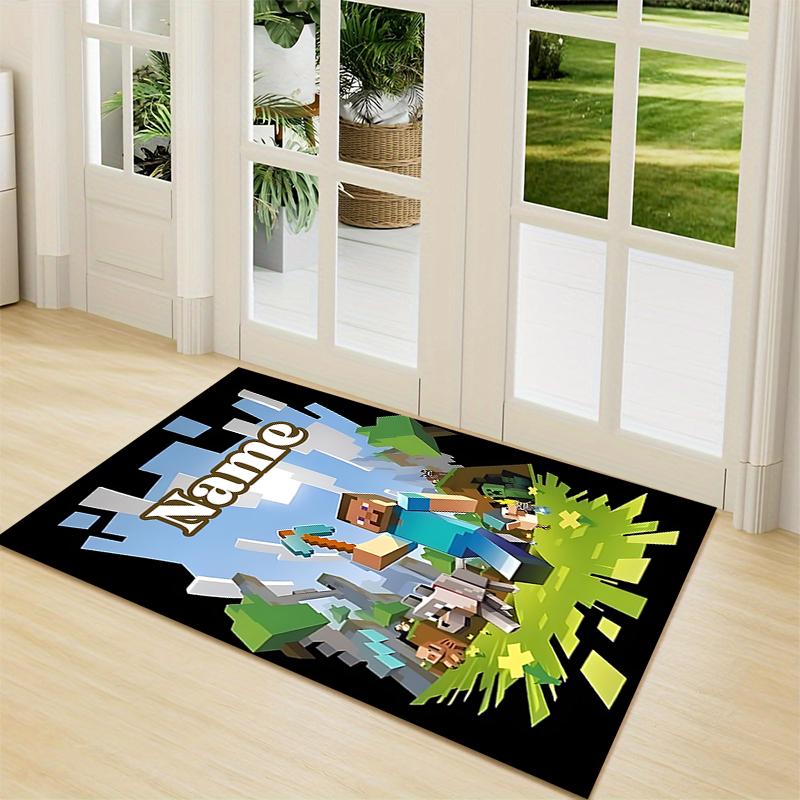 Custom Name Minecraft Adventure Quest Carpet Rug Customizable Soft Washable Anti-Slip Home Living Room Sofa Mats Personalized Rug. 0909408