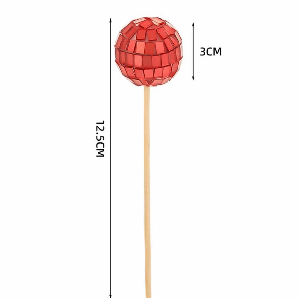 Retro Disco Ball Cake Toppers 70s 80s Style With Wooden Stick Cake Decoration Baking 3cm Cake Card Insert Wedding Decor Supplies