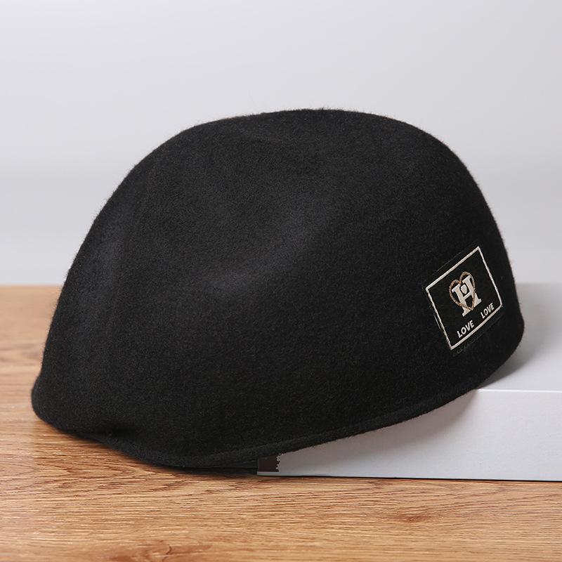 Alphabet wool beret Wear forward hat before and after autumn and winter Fashion solid color women's star anise hat