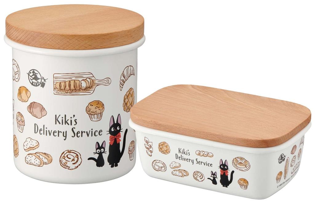 Skater Enamel Wooden Studio Ghibli Delivery Jiji Canister, 750ml, Lid, "Kiki's Service" ENC8-A