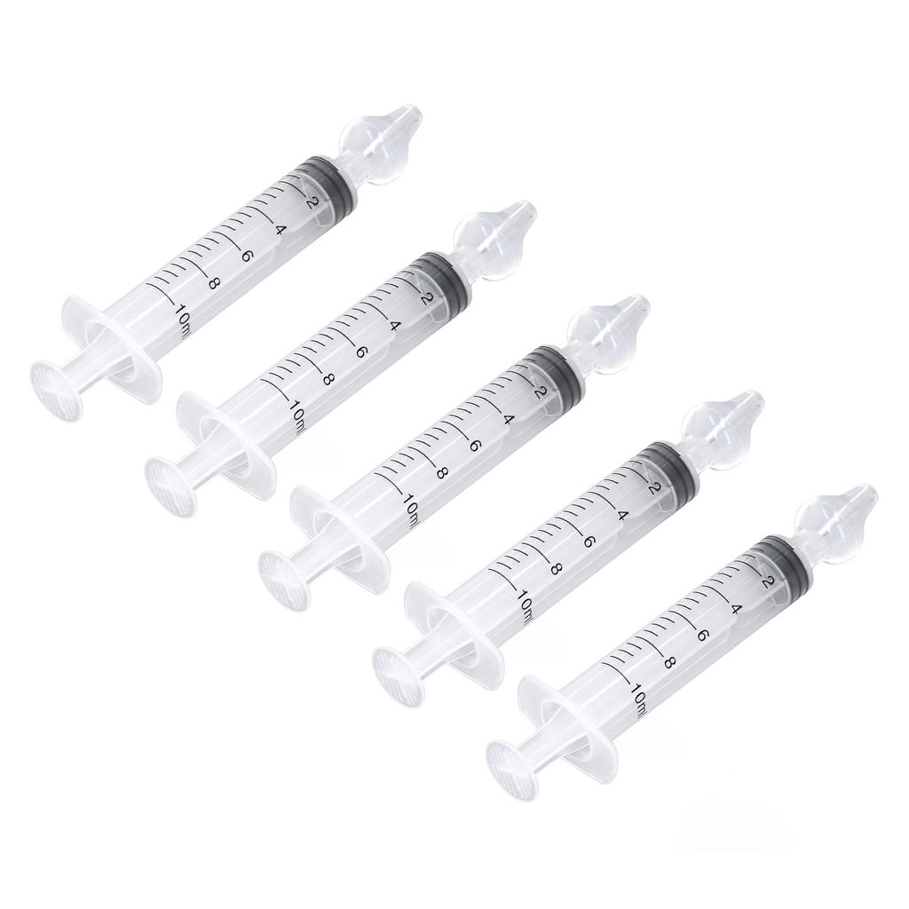 5pcs Syringe Nasal Irrigator Silicone Tip Portable Lightweight Baby Nose Rinsing Tool 10ml
