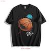 Баскетбольная футболка с граффити-брызгами BALL винтажная стираная стильная модная дышащая эластичная мужская топ для повседневной носки