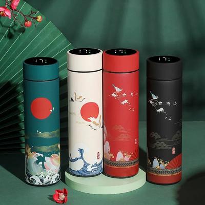 Термокружка в китайском стиле, вакуумная колба, ЖК-дисплей, умный термос с изоляцией, бутылка для воды 304SUS, тамблер, заварник для чая