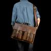 Vintage Handmade Crazy Horse Leather Handbag Large Capacity Briefcase For Men 15" Laptop Bag Work Business Bag