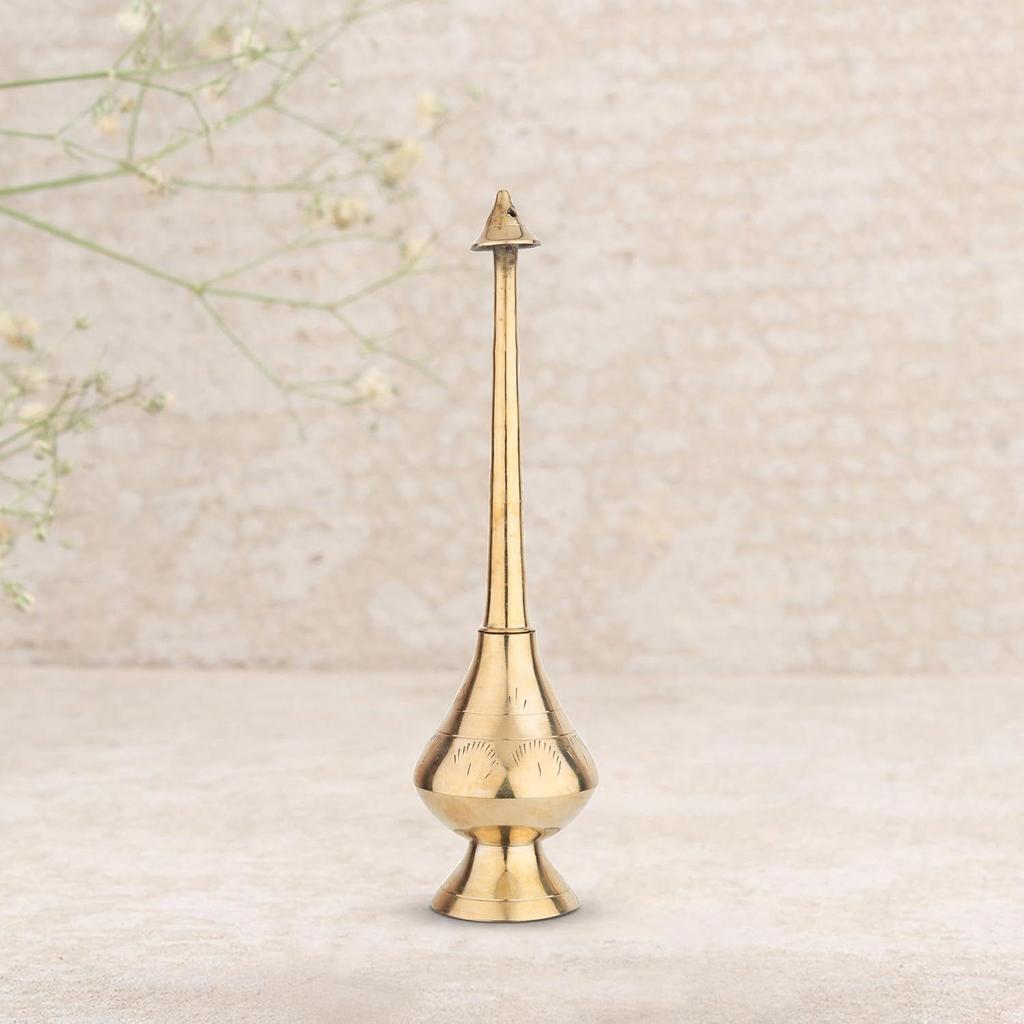Brass Gulab Pash Bottle for Gangajal, Gulab Dani Bottle for Pooja Decorative Showpiece