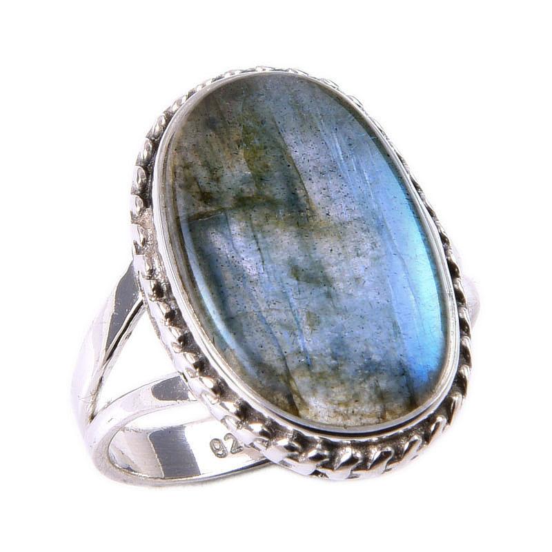 Natural Labradorite Gemstone 925 Solid Sterling Silver Jewelry Ring Size 6 A1U72