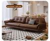 #Leather Sofa Set Vintage Living Room Bedroom Apartment Hotel Bar Restaurant Furniture Custom OEM