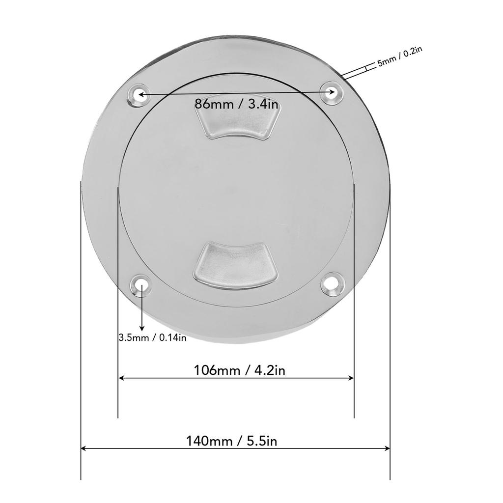 Deck Plate Hatch Detachable Cover 4 Inch 106mm Non Slip Inspection Hatch 316 Stainless Steel Easy Installation for Ship Yacht