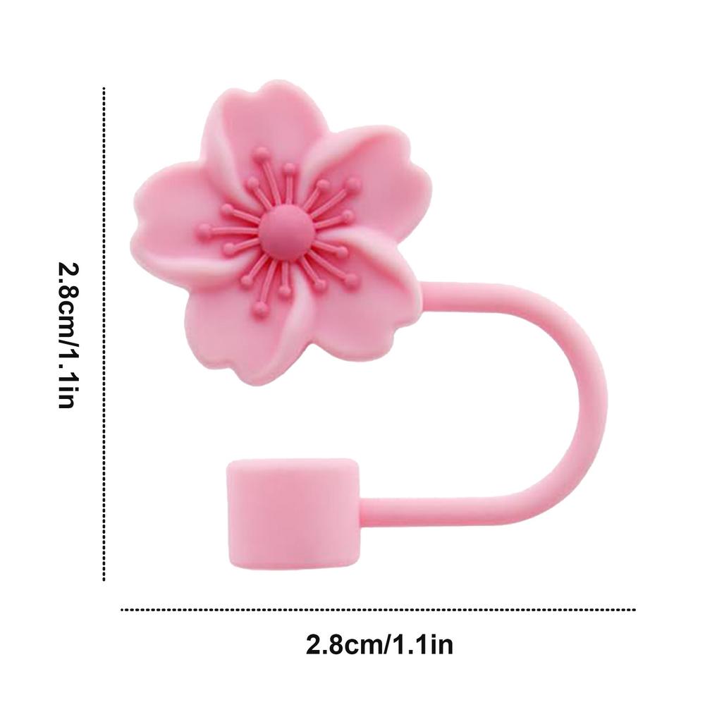 Begonia Flower Straw Cover Caps Silicone Straw Stopper 10mm Reusable Dust-Proof Straw Tips Lids For Stanleys Cup Party Decor