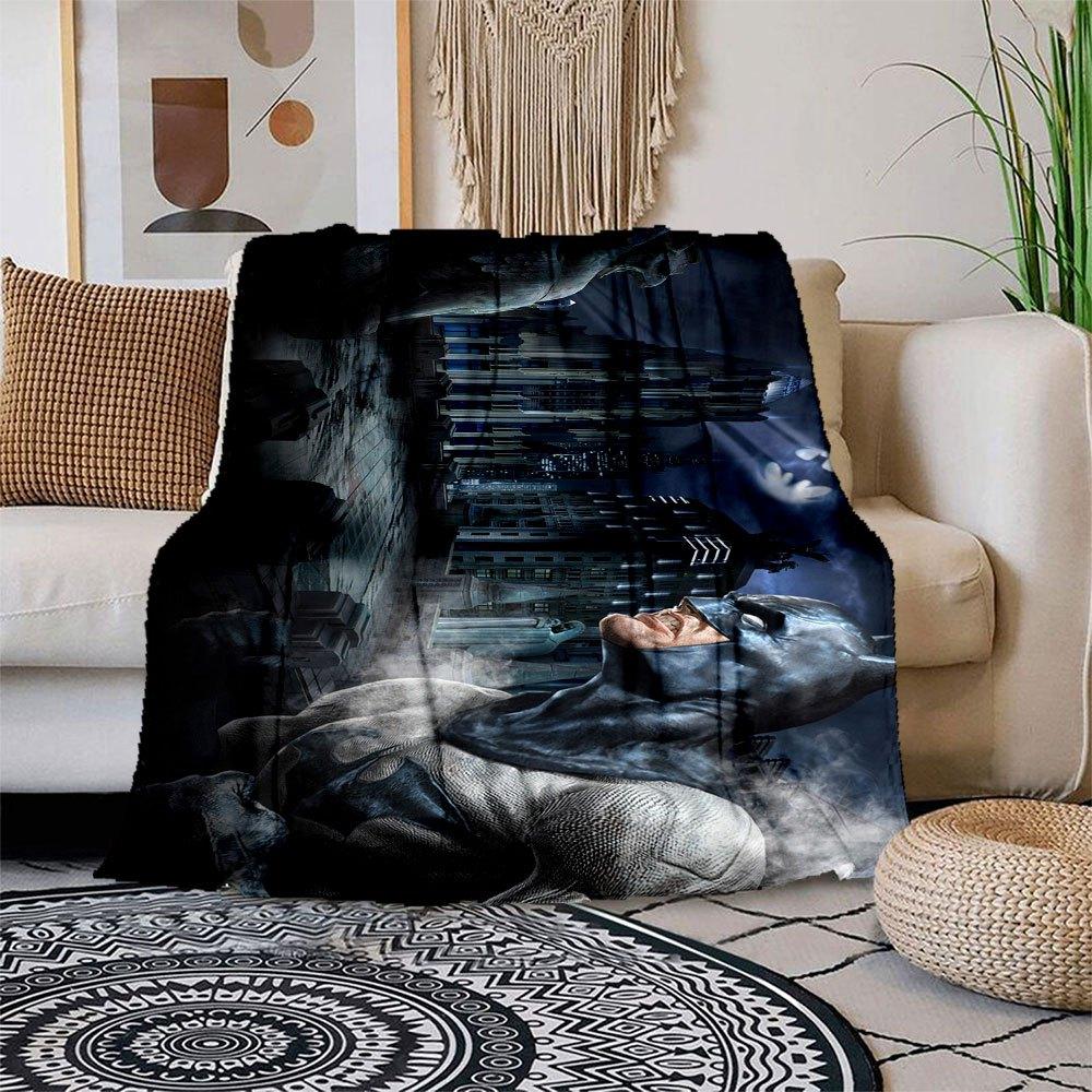 Batman: The Dark Knight Rises Gotham City Night Skyline Poster Blanket Flannel Throw Blanket for Sofa, Bed, Travel, Camping, Office, Couch, Chair