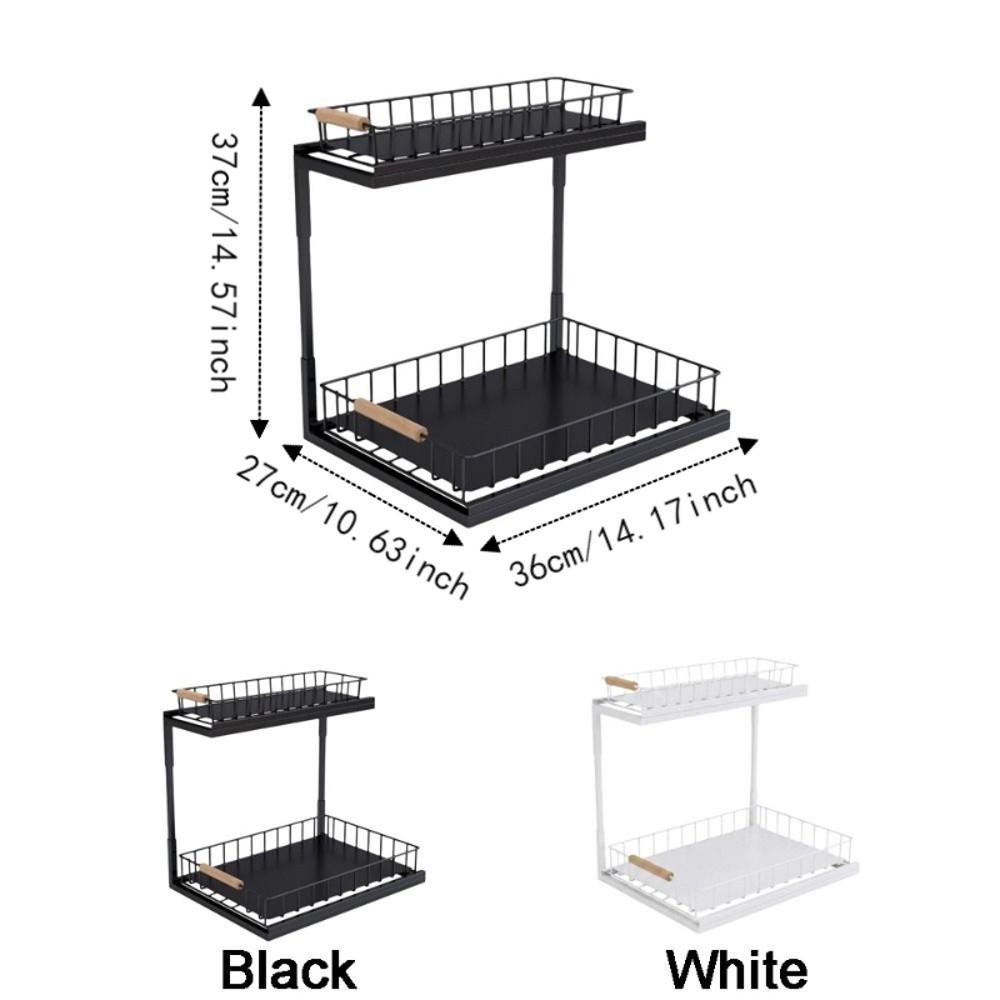 Rustproof 2-Tier Under Sink Organizer Carbon Steel Slide Out Cabinet Storage Shelf  for Kitchen