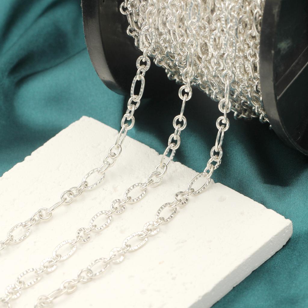 Fashion Jewelry Findings Sterling Silver 925 3+1 Flat Dapped Mariner Chain for Jewelry Making Bracelet Anklet