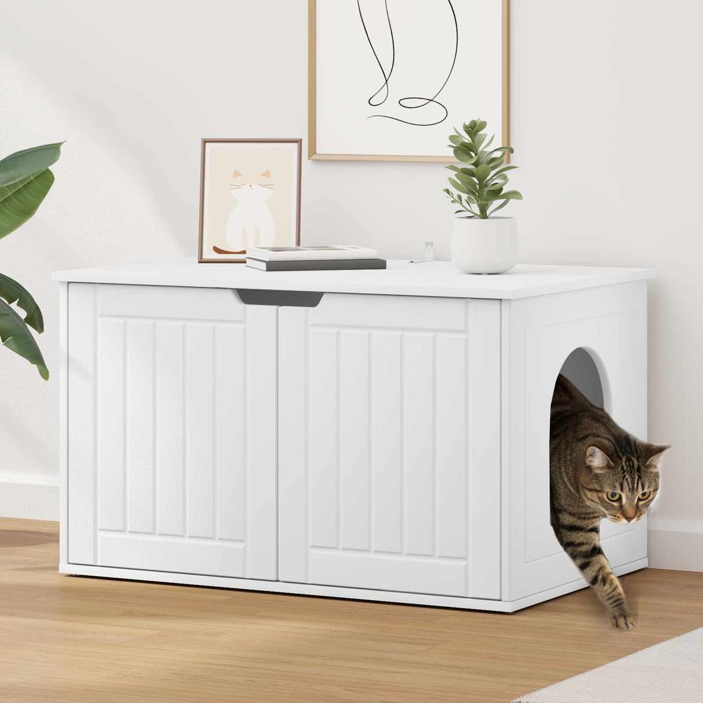 vidaXL Cat House White 85 x 55 x 50.5 cm Engineered Wood