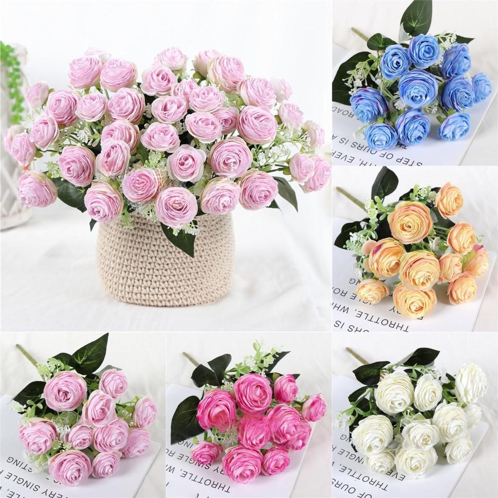 Rose Flower Artificial Bouquet With Silk Material For Home Wedding Decoration